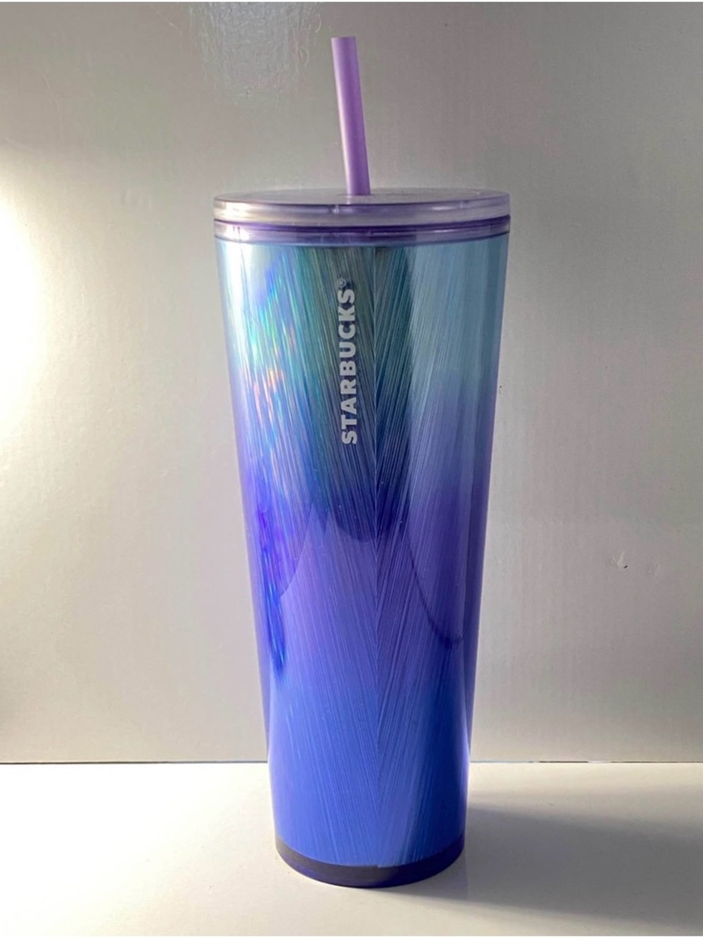 Starbucks Purple and Blue Ombre Iridescent Tumbler with Purple Lid and Straw